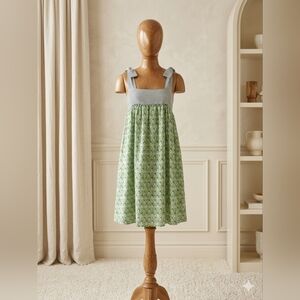 Rosa Clothing Tie Shoulder Spring Sundress Mini Green Blue –